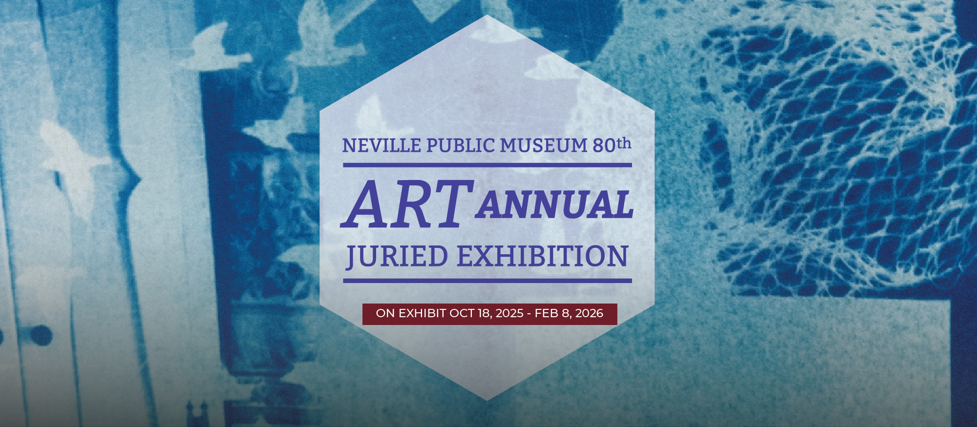 Art Annual logo - open for submissions with interesting blue texture background